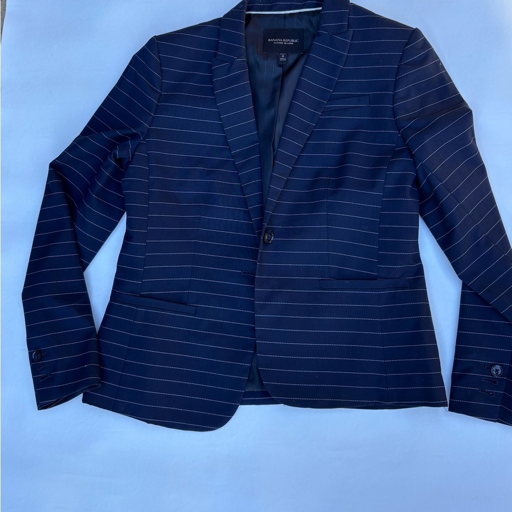 Navy Pinstripe Blazer (6 Petite)  Logan Cropped Trouser (2) Separates.